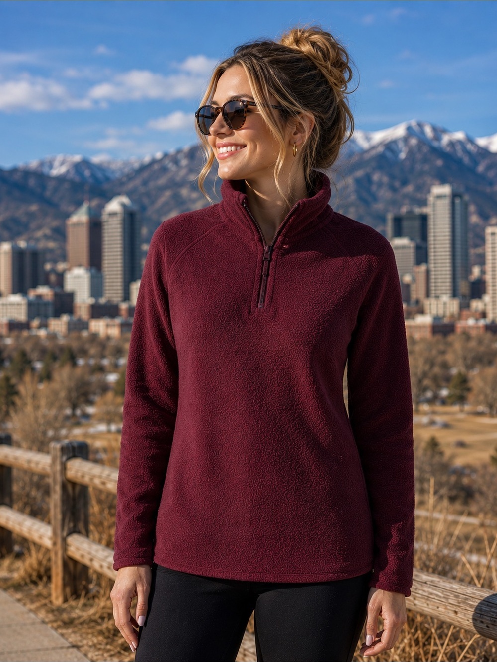 Burgundy Tek Gear size S Quarter-Zip Pullover, women’s top sweater sweatshirt